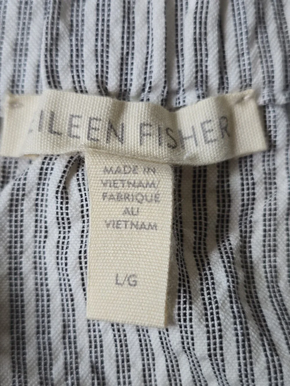 Eileen Fishwer 100% Organic Cotton Puckered Stripe Skirt Size Large